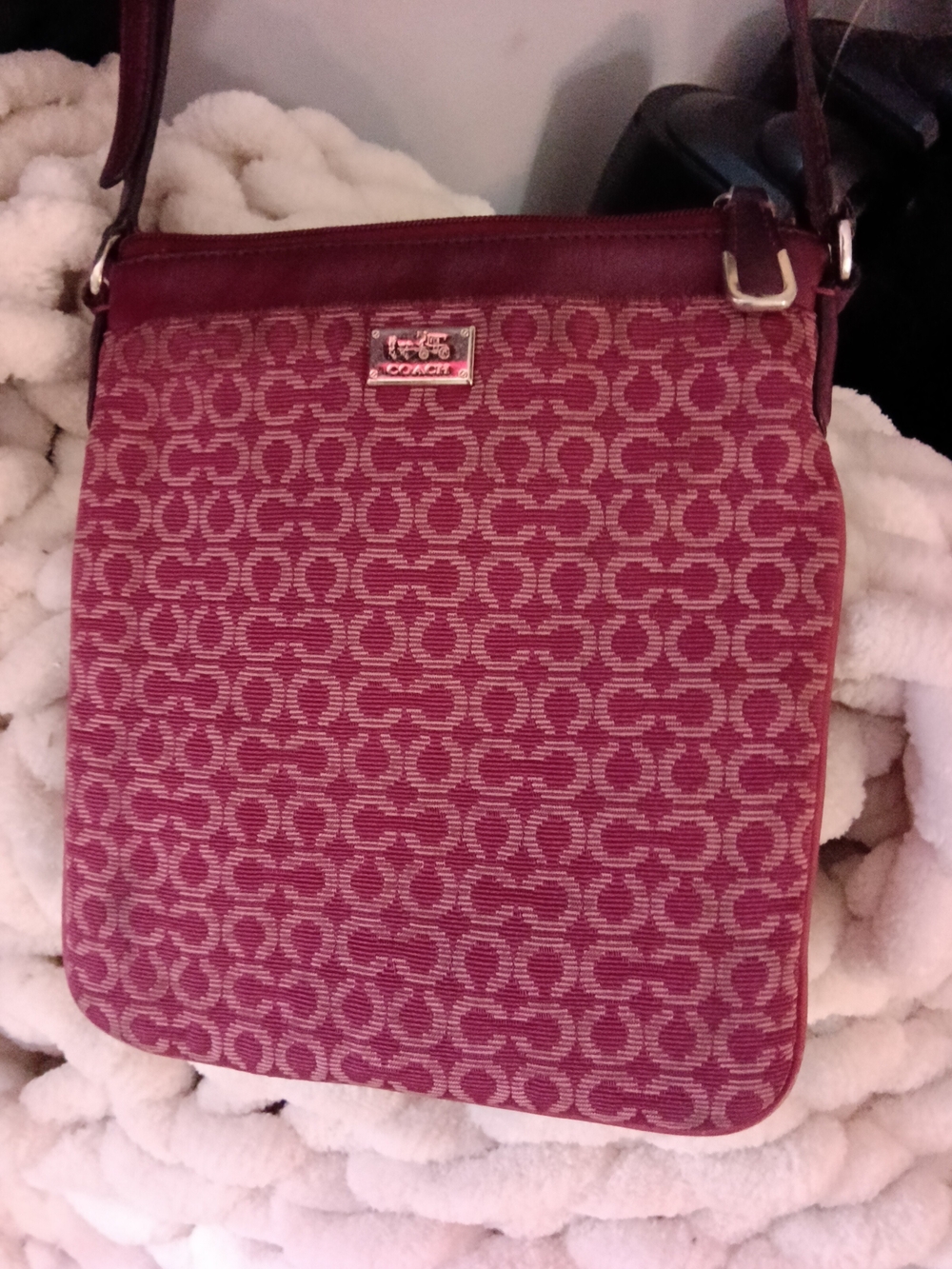 Coach Wine Pink Signature Crossbody Bag
